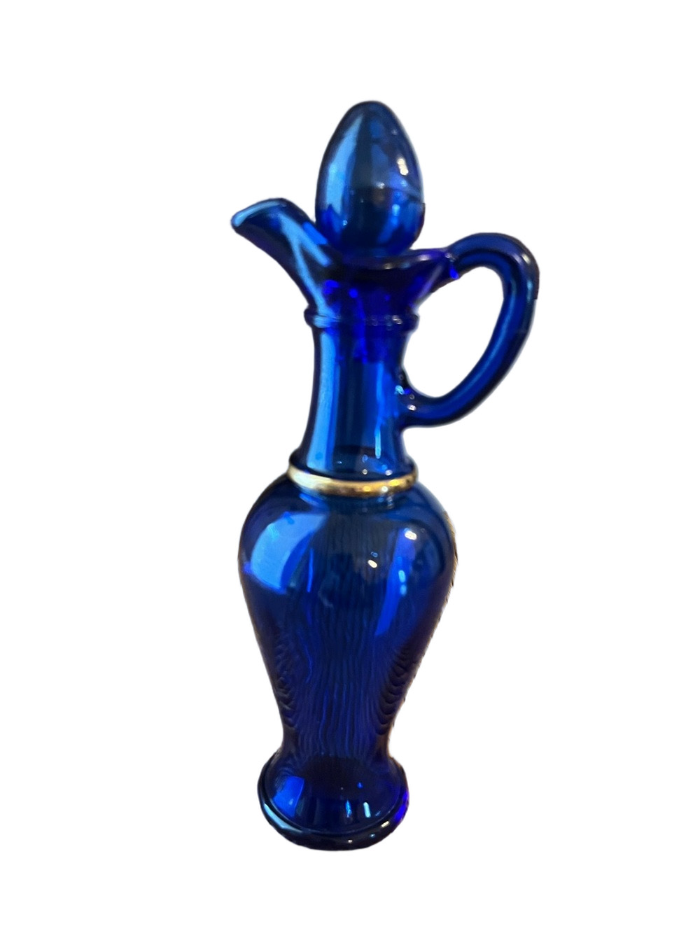 Vintage Avon Cobalt Blue Glass Decanter Ewer Pitcher with Stopper 1970s